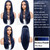 BrownBomb Dark Blue Wear and Go Glueless Wigs Pre Plucked Pre Cut for Beginners Synthetic Lace Front Wig for Woman Long layered Straight Wigs with Bangs 26 Inch 3 Seconds to Wear for Beginners
