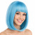 eNilecor Short Bob Hair Wigs 12" Straight with Flat Bangs Synthetic Colorful Cosplay Daily Party Wig for Women Natural As Real Hair+ Free Wig Cap (Blue)