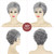 SEVENCOLORS Short Grey Wigs for White Women Pixie Cut Gray Wigs with Bangs Natural Curly Synthetic Hair Short Mixed White Wig for Older Women