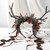 MOSTORY Dark Flower Deer Antlers Headband, Gothic Floral Reindeer Headpiece