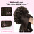 REECHO Messy Bun Hair Piece with Bangs - 2-in-1 Hair Bun Hairpieces Curly Updo Wig & Hair Topper with Long Side Bangs Natural-Looking Drawstring Ponytail Extension for Women - Black