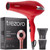 TREZORO Professional Hair Dryer with 2 Concentrator Nozzles, 2000W, Red