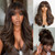 Frodio Curtain Bang Wig Lace Front Glueless Wig 20 Inches Highlighted Brown