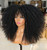 Sweece Long Curly Afro Wig With Bangs for Black Women Kinky Curly Hair Wig 17 inch (17 inch, Black)