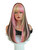 7JHH WIGS 26IN Long Straight Brown Highlight Pink Layered Wigs
