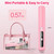 Cordless Hair Straightener and Curler 2 in 1, Mini, Lightweight and Small,USB Rechargeable with 4500mAh Battery, 10s Fast Heating, Portable Ceramic Flat Iron for Travel (Pink)