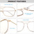 JM Aviator Blue Light Blocking Computer Glasses, Square Eye Protect Video Eyeglasses Anti Glare Men Women