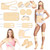 Castor Oil Pack Wrap, 12 Pcs Reusable Castor Oil Pack Kit Organic Cotton for Shoulder Hands Neck Waist Chest Knees and Feet, Adjustable Compress Pads for Entire Body