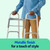 Medline Lightweight Two Button Folding Walker with 5" Wheels, Aluminum Frame Supports up to 300 lbs