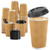 SIUQ 16 oz Coffee Cups-90 Pack Disposable Coffee Cups with Lids and Straws, Insulated Ripple Wall To Go Paper Coffee Cup for Coffee, Juice, Hot Chocolate and Hot Tea Drinks - Champagne