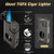 TISFA Cigar Humidor, Leather Cedar Wood Cigar Case with Cigar Lighter, V Cut Cigar Cutter, Cigar Holder 3 in 1, Portable Travel Cigar Humidor Box with Humidifier (Black)