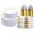 BESTVIP 175PCS Gold Plastic Dinnerware Set, Disposable Party Plates for 25 Guests, Include: 50 Plastic Plates, 25 Pre Rolled Napkins with Gold Silverware, 25 Cups for Christmas, Halloween