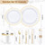BESTVIP 175PCS Gold Plastic Dinnerware Set, Disposable Party Plates for 25 Guests, Include: 50 Plastic Plates, 25 Pre Rolled Napkins with Gold Silverware, 25 Cups for Christmas, Halloween
