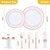 Goodluck 175 Piece Rose Gold Plastic Dinnerware Set for 25 Guests, Fancy Disposable Plates for Party, Include: 25 Dinner Plates, 25 Dessert Plates, 25 Pre Rolled Napkins with Silverware, 25 Cups