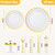 Goodluck 350 Piece Gold Plastic Dinnerware Set for Party, Clear Disposable Plates for 50 Guests, Include: 50 Dinner Plastic Plates, 50 Dessert Plates, 50 Pre Rolled Napkins with Cutlery Set, 50 Cups
