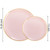 PULOTE 100PCS Pink Plastic Plates - Heavy Duty Pink and Gold Disposable for Party, Wedding, Mother's Day Include 50 Each (Dinner & Dessert) Plates