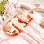 Liacere 100Pack Rose Gold Plastic Silverware - Pre Rolled Napkins with Rose Gold Cutlery - Wrapped Silverware Set Disposable100 Forks Knives Spoons Wrapped Utensils for Wedding ＆ Party