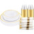 DaYammi 210PCS Gold Plastic Dinnerware Set Gold Plates Disposable Disposable Plates for Party Include: 30 Dinner Plates,30 Dessert Plates,30 Pre Rolled Napkins with Gold Silverware,30 Cups for Wedding