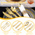 Joyido 400PCS Pre Rolled Gold Plastic Silverware Sets - Heavy Duty Hammered Gold Cutlery Include 100 Pack Wrapped Disposable Utensils with Napkins for Parties, Dinners & Weddings