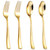 bUCLA 600PCS Gold Plastic Spoons and Forks Set - Plastic Forks and Spoons Disposable - Heavy Duty Gold Silverware Set Party Supplies Include 300 Forks and 300 Spoons for Party&Wedding