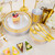 150 PCS Clear Gold Disposable Dinnerware Set for 25 Guests, Clear and Gold Plastic Plates for Party, 25 Dinner Plates, 25 Salad Plates, 25 Cups, 25 Spoons Forks Knives for Wedding and Party Supplies