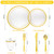 150 PCS Clear Gold Disposable Dinnerware Set for 25 Guests, Clear and Gold Plastic Plates for Party, 25 Dinner Plates, 25 Salad Plates, 25 Cups, 25 Spoons Forks Knives for Wedding and Party Supplies