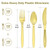 Dealusy 300 Count Extra Heavy Duty Gold Plastic Silverware, 100 Forks, 100 Spoons, 100 Knives, BPA-Free, Heat Resistant, Disposable Plastic Utensils Set, Plastic Cutlery Set, Plasticware Bulk