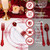 Nervure 100Pcs White and Red Plastic Plates - Heavyweight Red Disposable Plates - Plastic Plate Include 50Pcs 10.25inch Dinner Plate & 50Pcs 7.5inch Dessert Plate for Wedding & Party