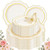 WDF 100PCS Ivory Plastic Plates with Gold Rim - Cream Plastic Plates - Include 50 Dinner & 50 Dessert Fancy Disposable Plate for Party - Heavy Duty Beige Plate for Baby Shower/Wedding