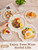 WDF 100PCS Ivory Plastic Plates with Gold Rim - Cream Plastic Plates - Include 50 Dinner & 50 Dessert Fancy Disposable Plate for Party - Heavy Duty Beige Plate for Baby Shower/Wedding