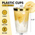 RACETOP 200 Pack 14oz Gold Rimmed Plastic Cups, Heavy Duty Disposable Glasses, Elegant Gold Rimmed Disposable Hard Cups for Party, Thanksgiving, Wine Taesting, Birthday and Christmas.
