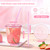 tchrules 100 Set 12oz Pink Plastic Cups with Lids & Straws, Disposable Iced Coffee Cup with Lid, Round Bottom Plastic To Go Cups for Cold Drinks Slushie Smoothie Valentine Galentine Party Supplies