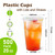 Clawsoff 500 Pack 20 oz Disposable Clear Plastic Cups with Lids and Straws, Leak-Proof Sturdy Cold Drink Cups for Iced Coffee, Smoothies, Juice, Parties & Business