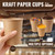 Biotakeware 500 Pack 8 oz Disposable Paper Cups, Brown Coffee Cups Unbleached Kraft Paper, Sturdy Leak Resistant Hot/Cold Disposable Cups for Party Home Office