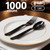 SACATR 1000 Count Black Plastic Cutlery Set (500 Spoons 500 Forks) Heavy Duty Disposable Bulk Silverware for Restaurant Catering Events