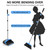 NACENA Broom and Dustpan Set, 52-in Long Adjustable Handle Broom Dustpan Combo with Dustpan Teeth to Automatically Clean Hair Suitable for Home Kitchen Office Hall Floor (Black&Blue),3 Pack