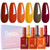 Beetles Hema-Free Gel Polish Set - 6 Colors 15ML Full Size Burgundy Brown Dark Red Yellow Light Orange Gel Polish Kit Soak Off UV LED Hema Free DIY Home Salon Gift for Women Dusk