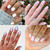 Olive & June Glue Press On Bestsellers Kit | Includes 4 Fake Nail Sets (HD Crisp White, Classic French, Shimmery Super Star, BP Icy Blue) | Realistic Look, Non-Damaging Glue, Up to 14-Day Wear