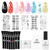 Beetles Nail Stamp Gel 16Pcs French Tip Nail Stamp Kit with 8 Colors Stamper Gel Polish, 5 Nails Stamping Templates, Scrapers, Liquid Latex & Short Silicone Stamper Gift for Women