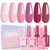 Beetles Summer Gel Polish Set - Romantic Blush 6 Colors Gel Polish Set HEMA-Free, Nude Light Baby Hot Pink Colors Summer Nails, Long Lasting Soak Off UV LED Nail Lamp