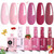 Beetles Summer Gel Polish Set - Romantic Blush 6 Colors Gel Polish Set HEMA-Free, Nude Light Baby Hot Pink Colors Summer Nails, Long Lasting Soak Off UV LED Nail Lamp