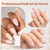 Beetles Hard Gel Kit HEMA-FREE,Mocha Glow 3 Colors Clear Nude Glitter Sculpted Gel,Medium Square Nail Tips& Nail Forms,for Extension Sculpting Building UV Nails,Nude Builder Gels for Salon Pros