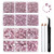 Beadsland 8300PCS Flatback Rhinestones, Pink Rhinestone Round Crystal Rhinestones for Crafts, Mixed 10 Sizes with Wax Pencil and Tweezer Kit, SS3-SS30, Light Rose/Light Pink