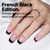 SXC Cosmetics French Tip Press On Nails – Black Series, Extra Short Square, X-Pro Tips Starter Kit | 150PCS, 15 Sizes, 5 Styles, Beginner-Friendly