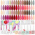 SAVILAND 42PCS Gel Nail Polish Set: 32 Colors Soak-off U V Gel Polish Kit with Base & Glossy Matte Top Coat Red Glitter Gel Polish Set Manicure Kit with Nail Brush for DIY Nail Girl Salon