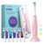 FUMEIKANG Kids Electric Toothbrushes Sonic Rechargeable Tooth Brush Gifts for Boys and Girls Smart Timer Power Toothbrush - 3 4 5 6 7 8 9 10 11 12 (Pink)