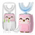 PVOGRT Kids Electric U Shaped Toothbrush Kids Sonic Toothbrush with 4 Soft Brush Head Automatic Full Mouth 6 Cleaning Mode-(Age8-15 Pink)