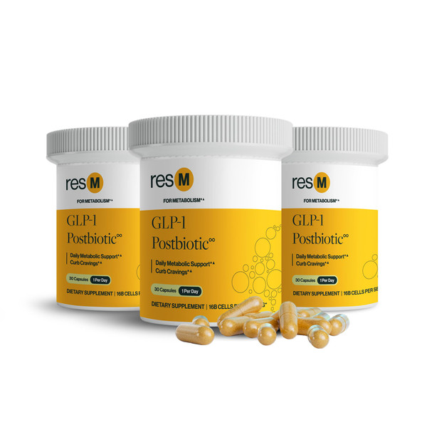 resM GLP-1 Postbiotic - GLP 1 Activate Supplement for Women & Men, GLP1 Activator & Supporter, Vegan Gut Health Vitamins, Daily Natural Metabolic Support - 30 Vegetarian Capsules (3 Bottles)