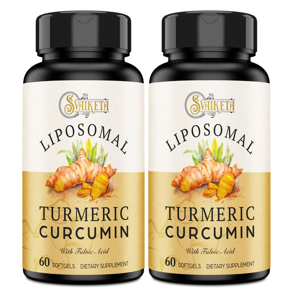 Svaiketa Liposomal Turmeric Curcumin Supplement - 2000mg, 95% Curcuminoid Extract with Piperine - 60 Softgels (2 Bottle)