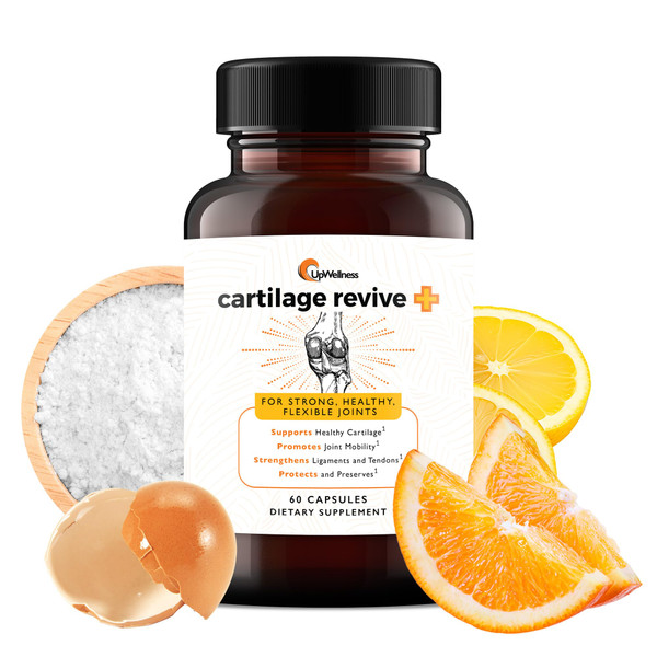 UpWellness Cartilage Revive + Joint Support Supplement for Men and Women with Type II Collagen for Joints - D-Glucosamine Sulfate, MSM, Vitamin D3, Vitamin C and More - 60 Capsules